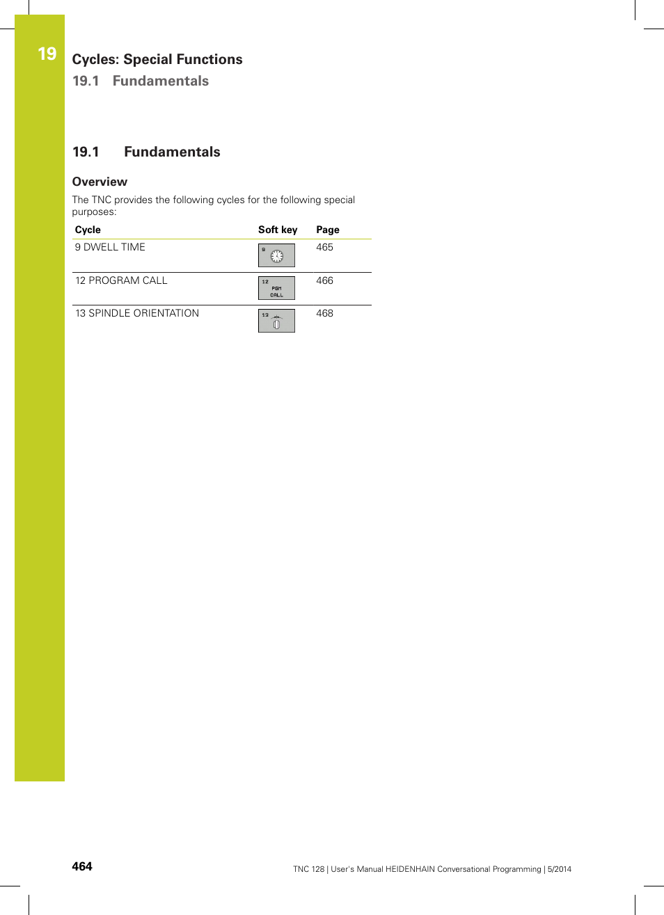1 fundamentals, Overview, Fundamentals | HEIDENHAIN TNC 128 (77184x-02) User Manual | Page 464 / 513