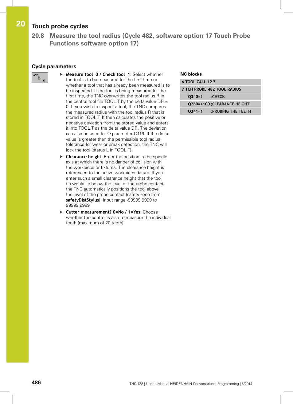 Cycle parameters | HEIDENHAIN TNC 128 (77184x-02) User Manual | Page 486 / 513