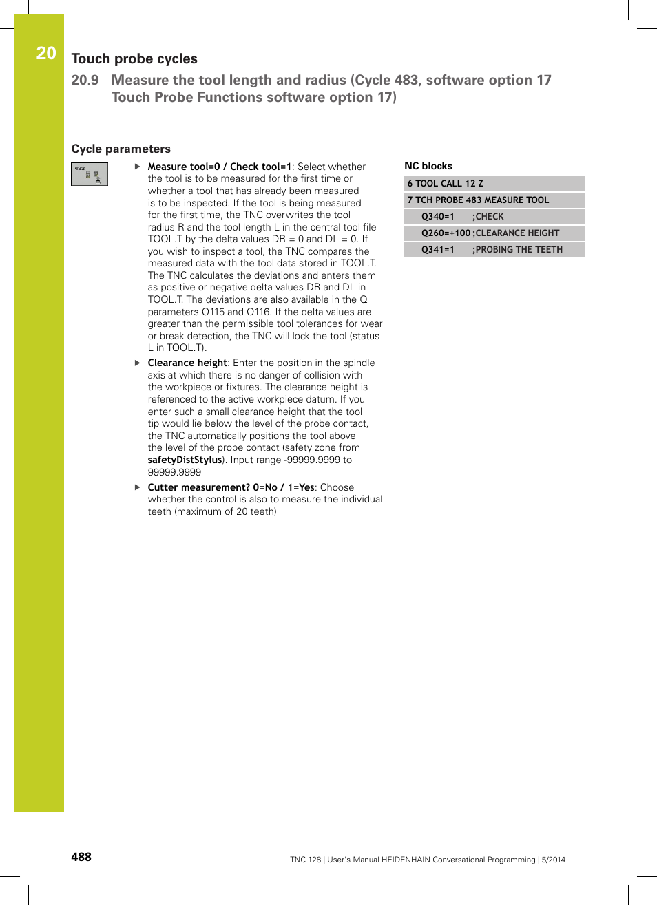 Cycle parameters | HEIDENHAIN TNC 128 (77184x-02) User Manual | Page 488 / 513