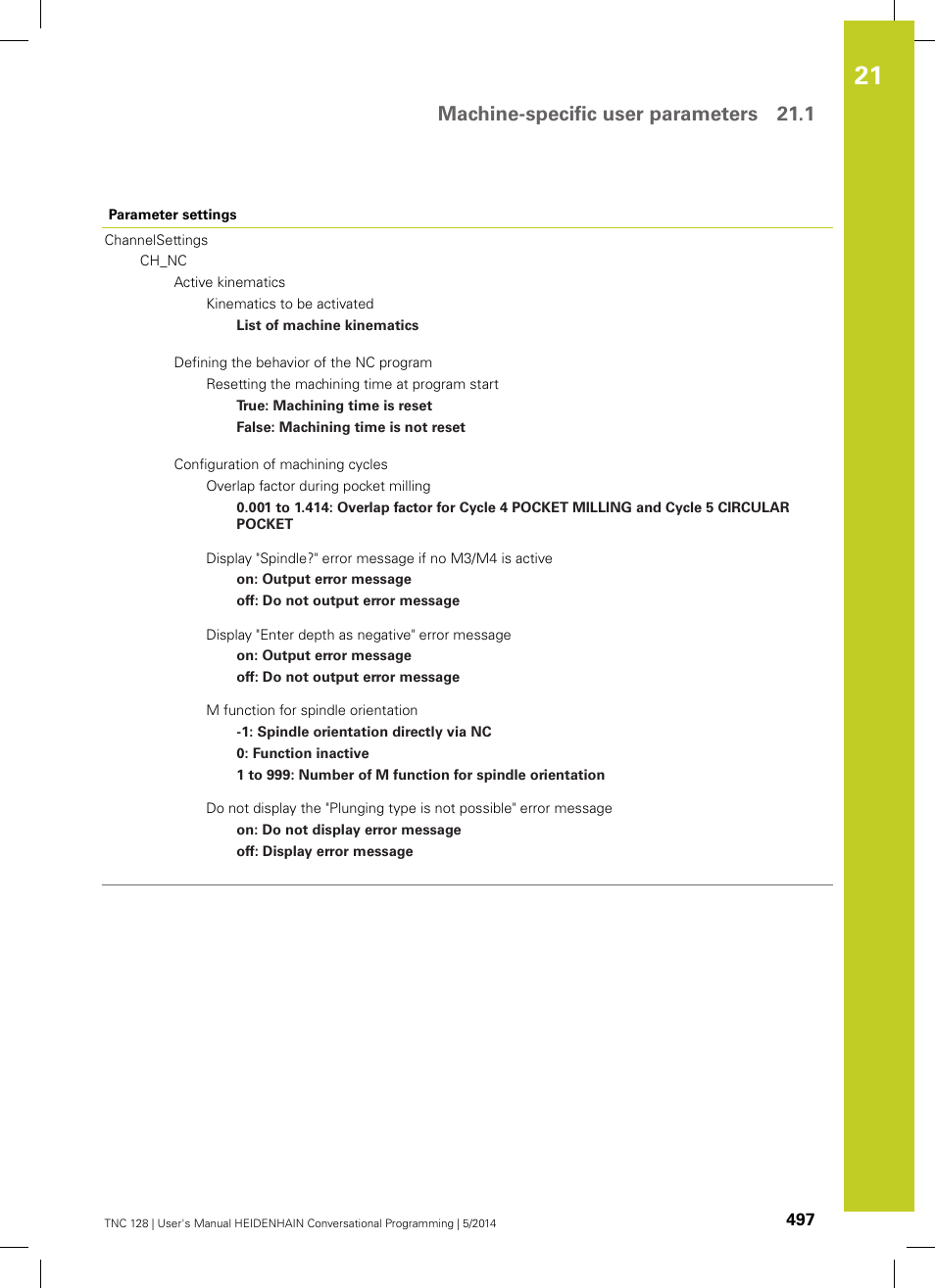 Machine-specific user parameters 21.1 | HEIDENHAIN TNC 128 (77184x-02) User Manual | Page 497 / 513