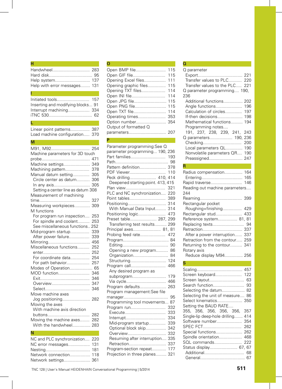 HEIDENHAIN TNC 128 (77184x-02) User Manual | Page 511 / 513