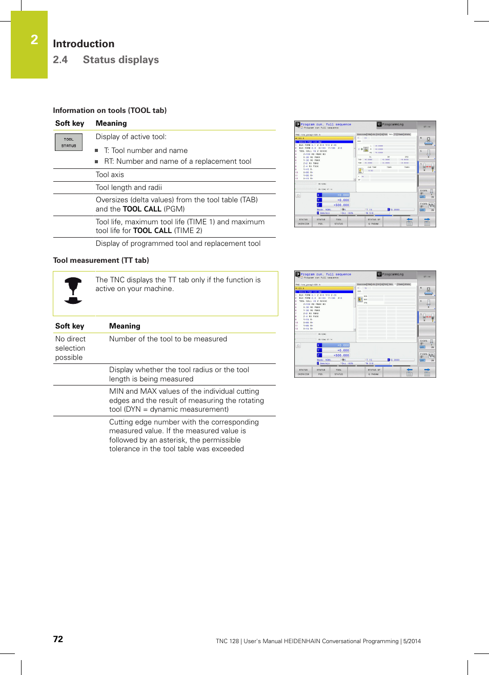 Introduction 2.4 status displays | HEIDENHAIN TNC 128 (77184x-02) User Manual | Page 72 / 513