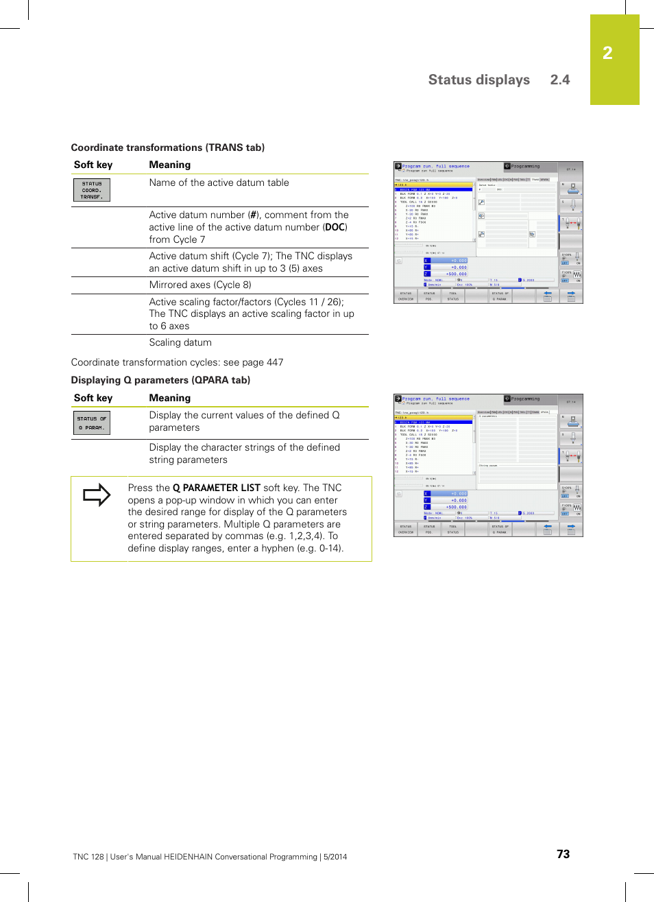 Status displays 2.4 | HEIDENHAIN TNC 128 (77184x-02) User Manual | Page 73 / 513