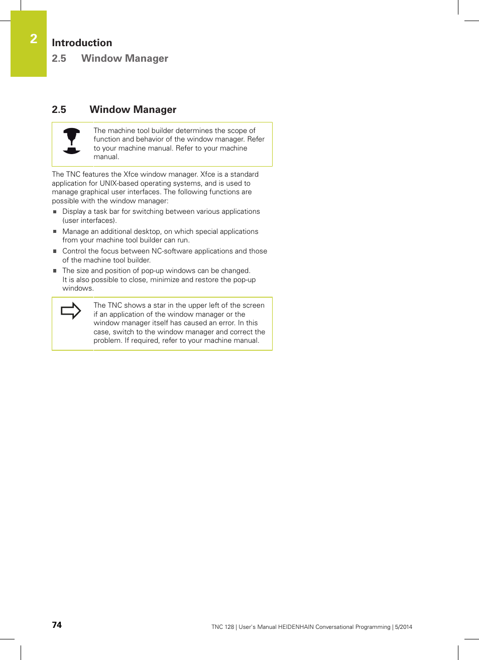 5 window manager, Window manager | HEIDENHAIN TNC 128 (77184x-02) User Manual | Page 74 / 513