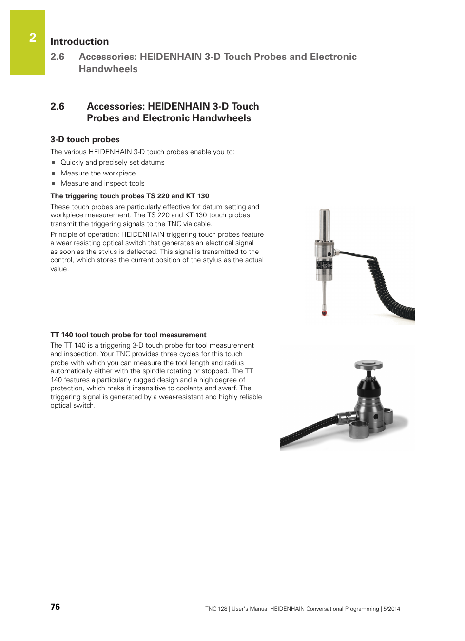 D touch probes | HEIDENHAIN TNC 128 (77184x-02) User Manual | Page 76 / 513