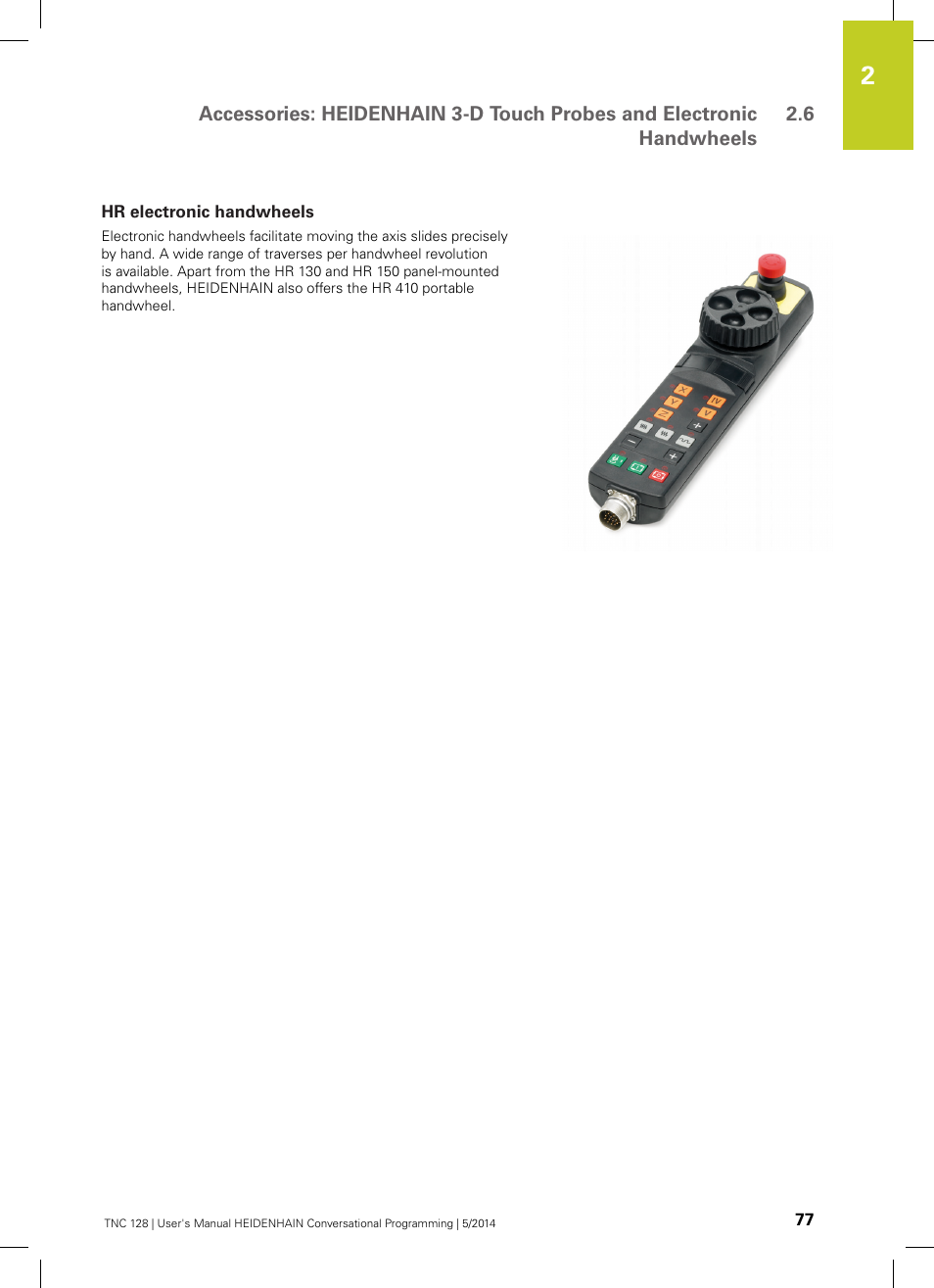 Hr electronic handwheels | HEIDENHAIN TNC 128 (77184x-02) User Manual | Page 77 / 513