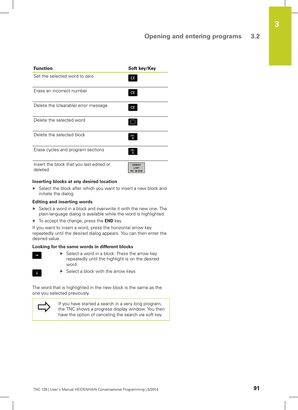 Opening and entering programs 3.2 | HEIDENHAIN TNC 128 (77184x-02) User Manual | Page 91 / 513
