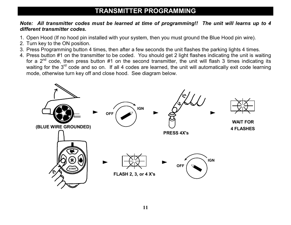 Transmitter programming | Crimestopper Security Products RS-1505DP User Manual | Page 11 / 14
