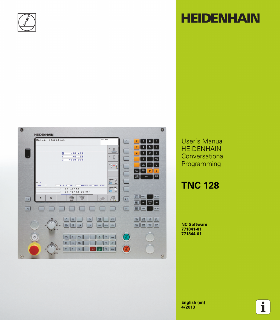 HEIDENHAIN TNC 128 (77184x-01) User Manual | 505 pages