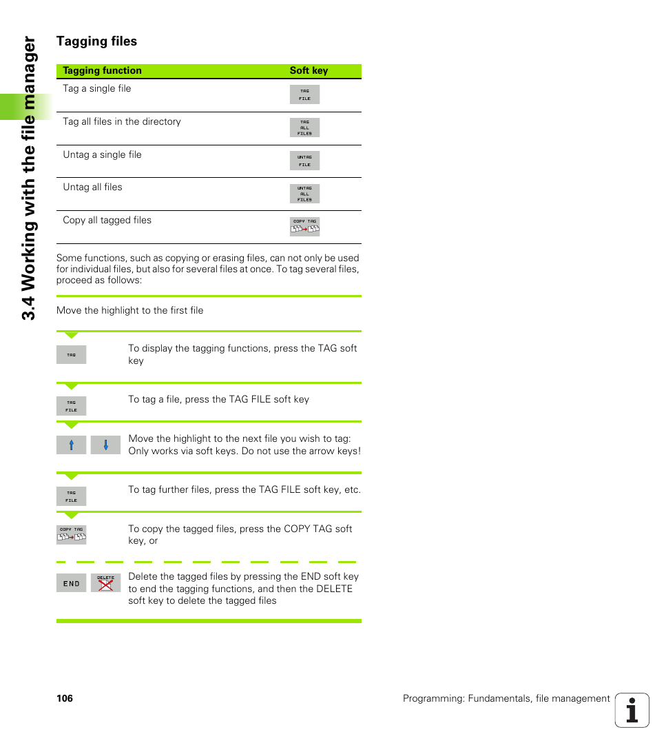 Tagging files, 4 w o rk ing with the file manag e r | HEIDENHAIN TNC 128 (77184x-01) User Manual | Page 106 / 505