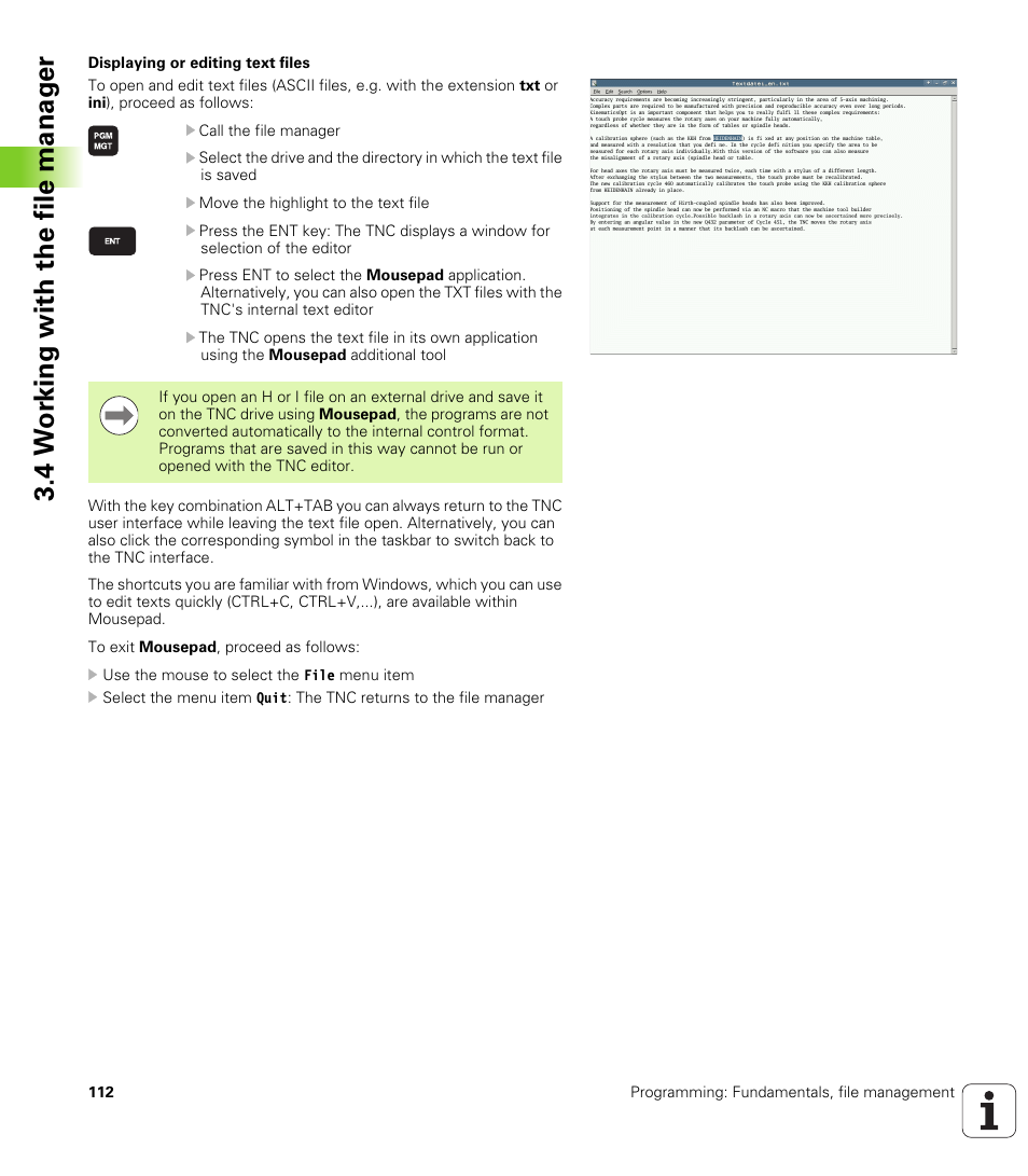 4 w o rk ing with the file manag e r | HEIDENHAIN TNC 128 (77184x-01) User Manual | Page 112 / 505