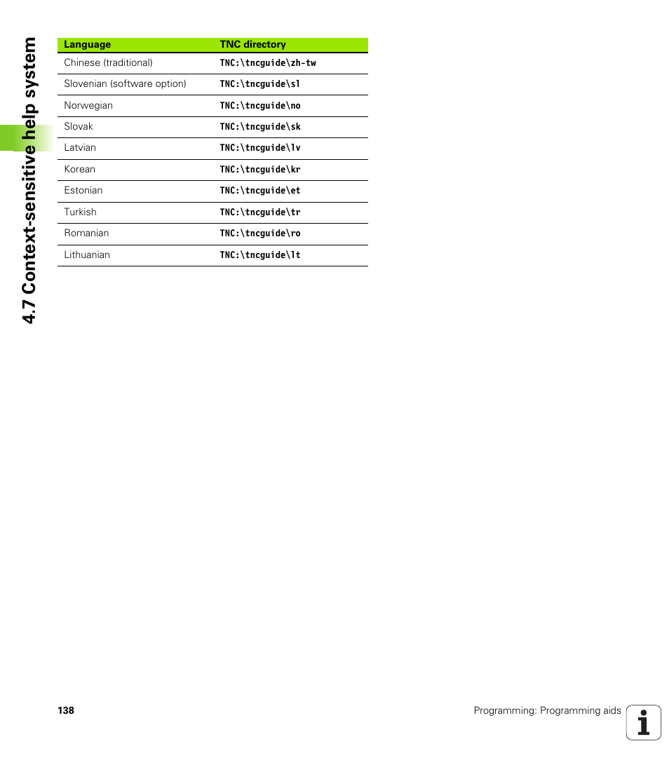 7 cont ext-sensitiv e help syst em | HEIDENHAIN TNC 128 (77184x-01) User Manual | Page 138 / 505