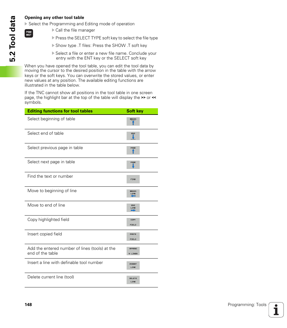 2 t ool data | HEIDENHAIN TNC 128 (77184x-01) User Manual | Page 148 / 505