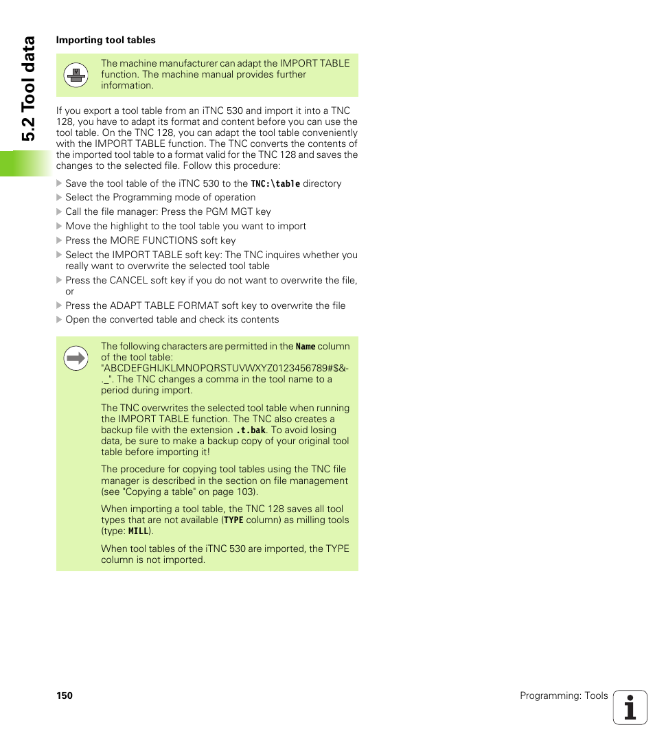 2 t ool data | HEIDENHAIN TNC 128 (77184x-01) User Manual | Page 150 / 505