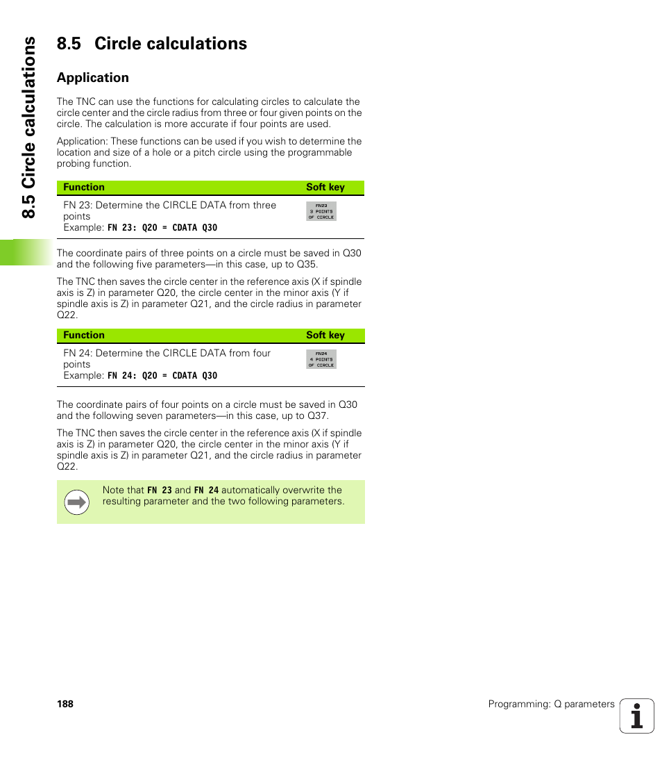 5 circle calculations, Application, 5 cir c le calculations 8.5 circle calculations | HEIDENHAIN TNC 128 (77184x-01) User Manual | Page 188 / 505