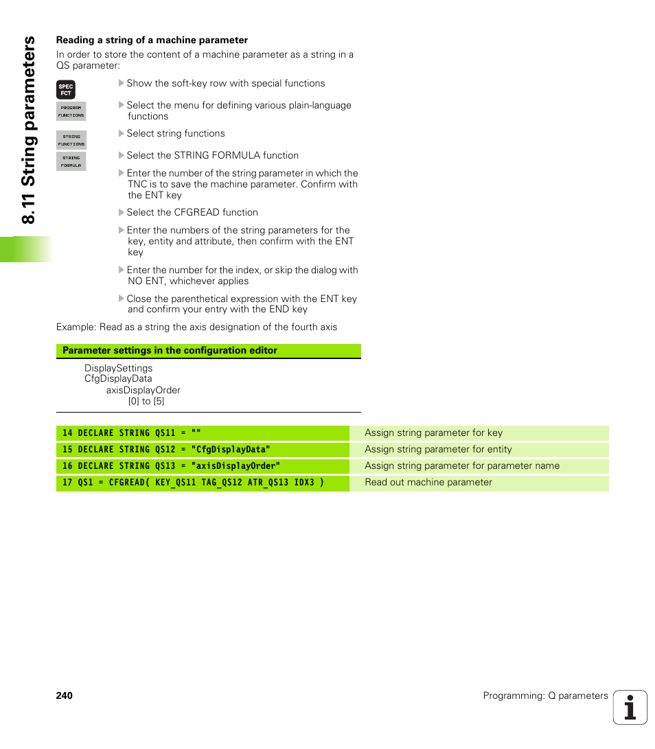1 1 str ing par a met e rs | HEIDENHAIN TNC 128 (77184x-01) User Manual | Page 240 / 505