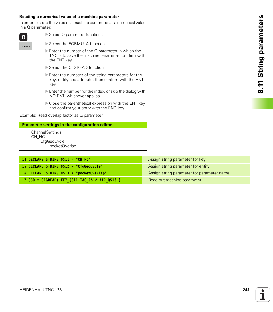1 1 str ing par a met e rs | HEIDENHAIN TNC 128 (77184x-01) User Manual | Page 241 / 505