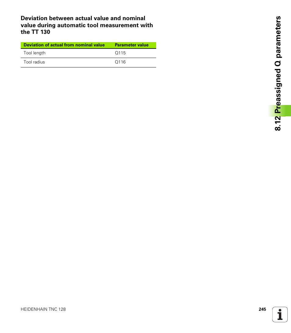 12 pr eassigned q par a met e rs | HEIDENHAIN TNC 128 (77184x-01) User Manual | Page 245 / 505