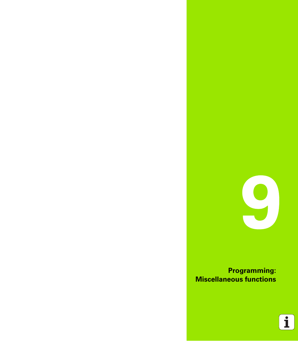 Programming: miscellaneous functions, 9 programming: miscellaneous functions | HEIDENHAIN TNC 128 (77184x-01) User Manual | Page 247 / 505