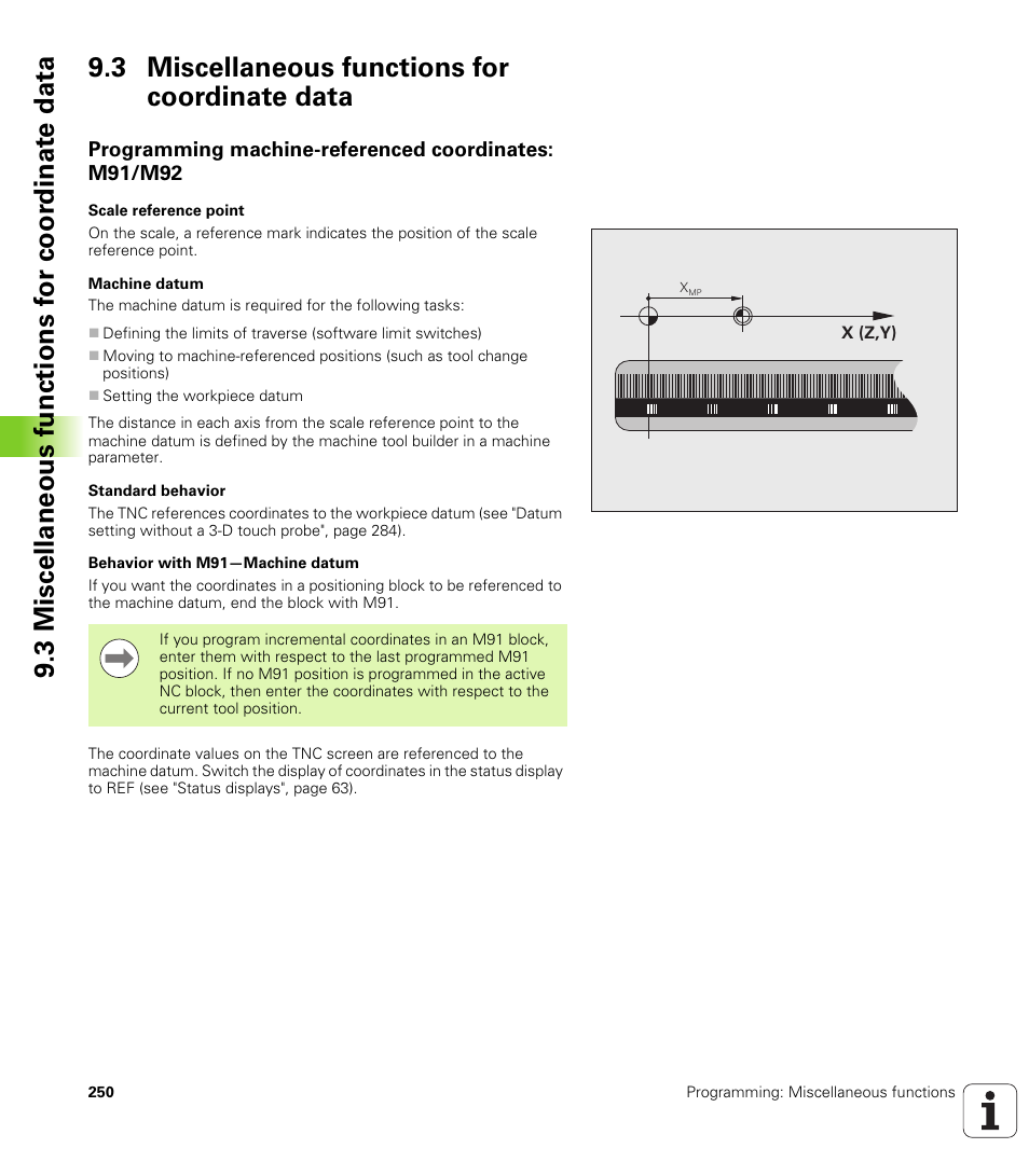3 miscellaneous functions for coordinate data | HEIDENHAIN TNC 128 (77184x-01) User Manual | Page 250 / 505