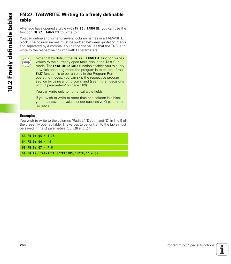 10 .2 f reely definable tables | HEIDENHAIN TNC 128 (77184x-01) User Manual | Page 266 / 505