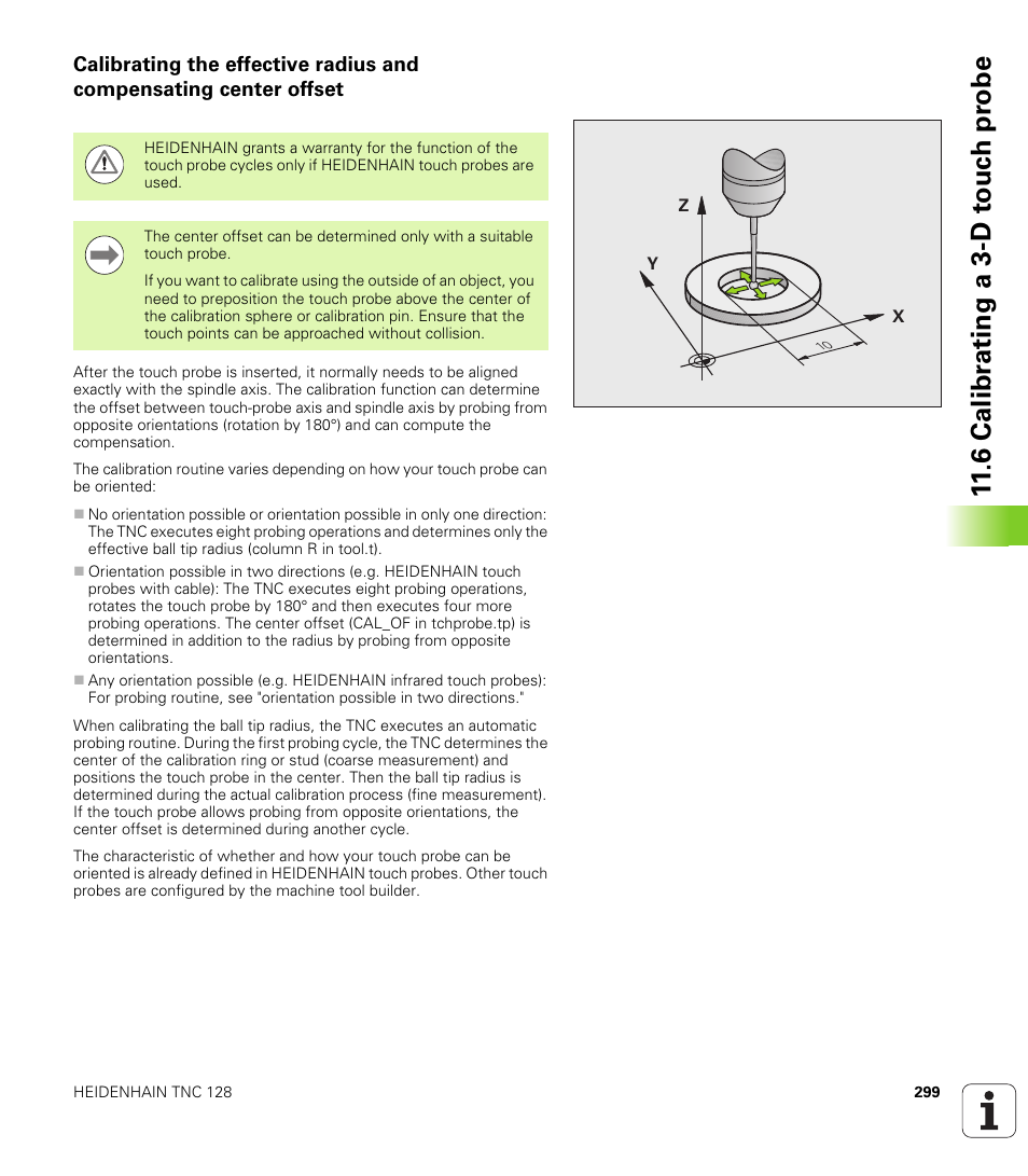6 calibr a ting a 3-d t o uc h pr obe | HEIDENHAIN TNC 128 (77184x-01) User Manual | Page 299 / 505