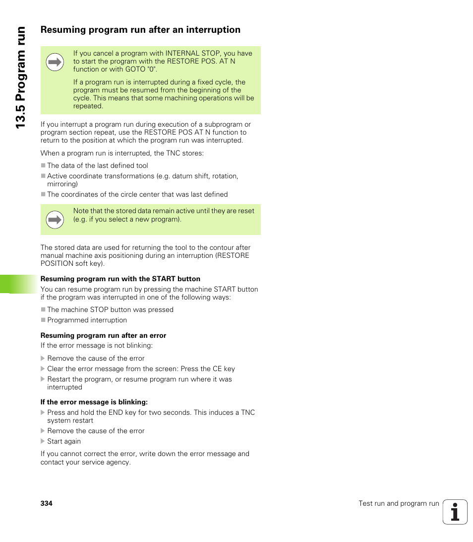 Resuming program run after an interruption, 5 pr ogr am r u n | HEIDENHAIN TNC 128 (77184x-01) User Manual | Page 334 / 505