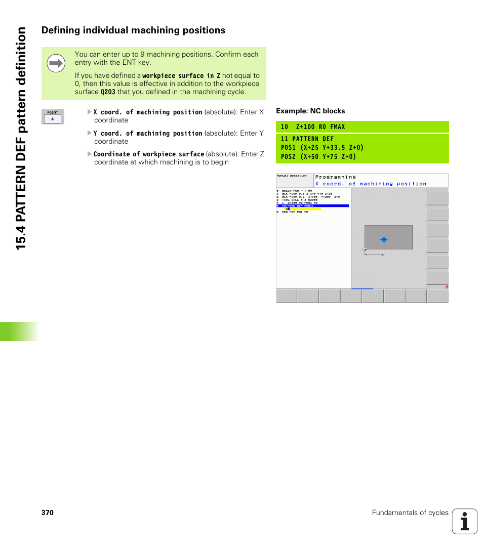 Defining individual machining positions | HEIDENHAIN TNC 128 (77184x-01) User Manual | Page 370 / 505