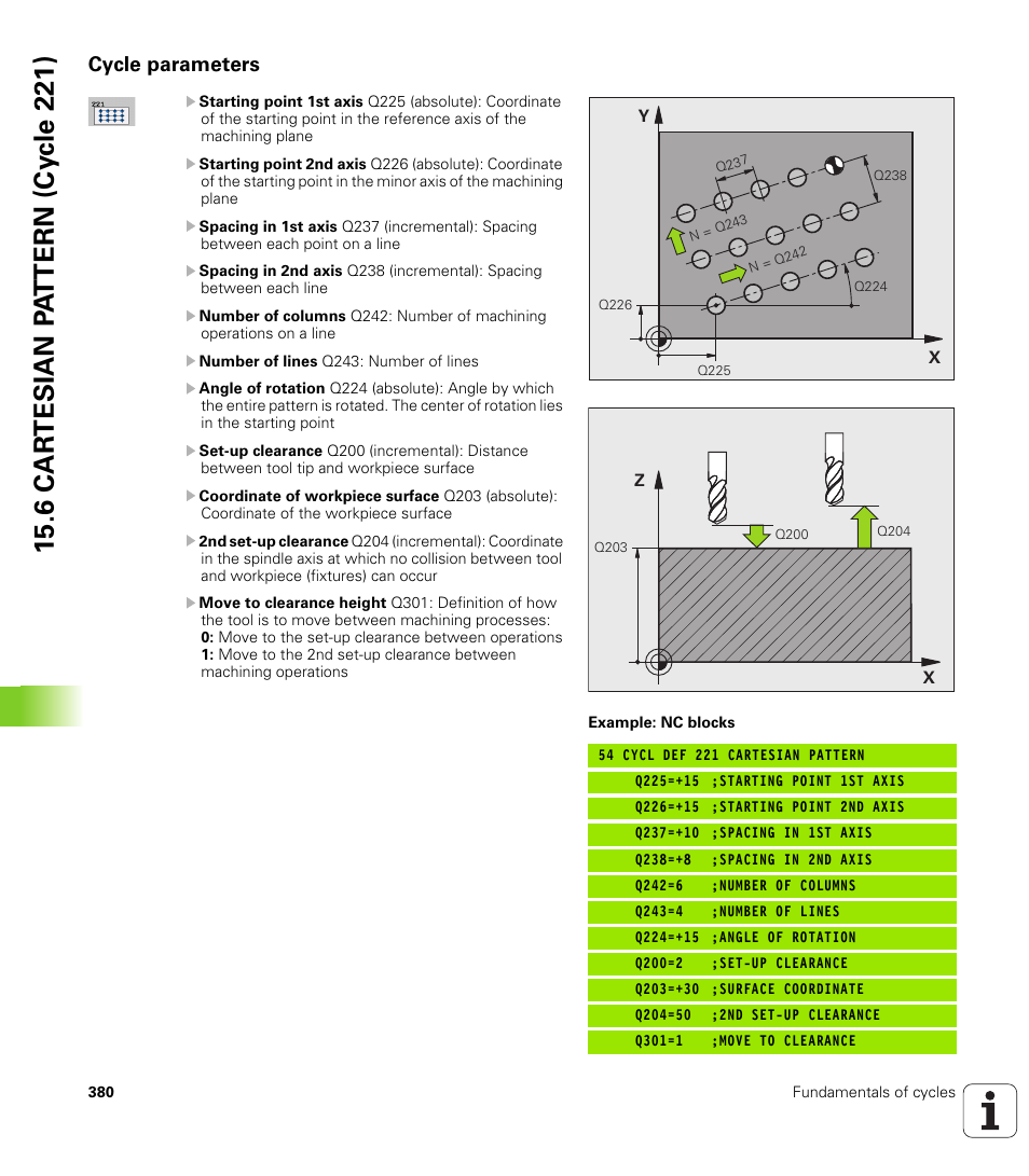 Cycle parameters | HEIDENHAIN TNC 128 (77184x-01) User Manual | Page 380 / 505