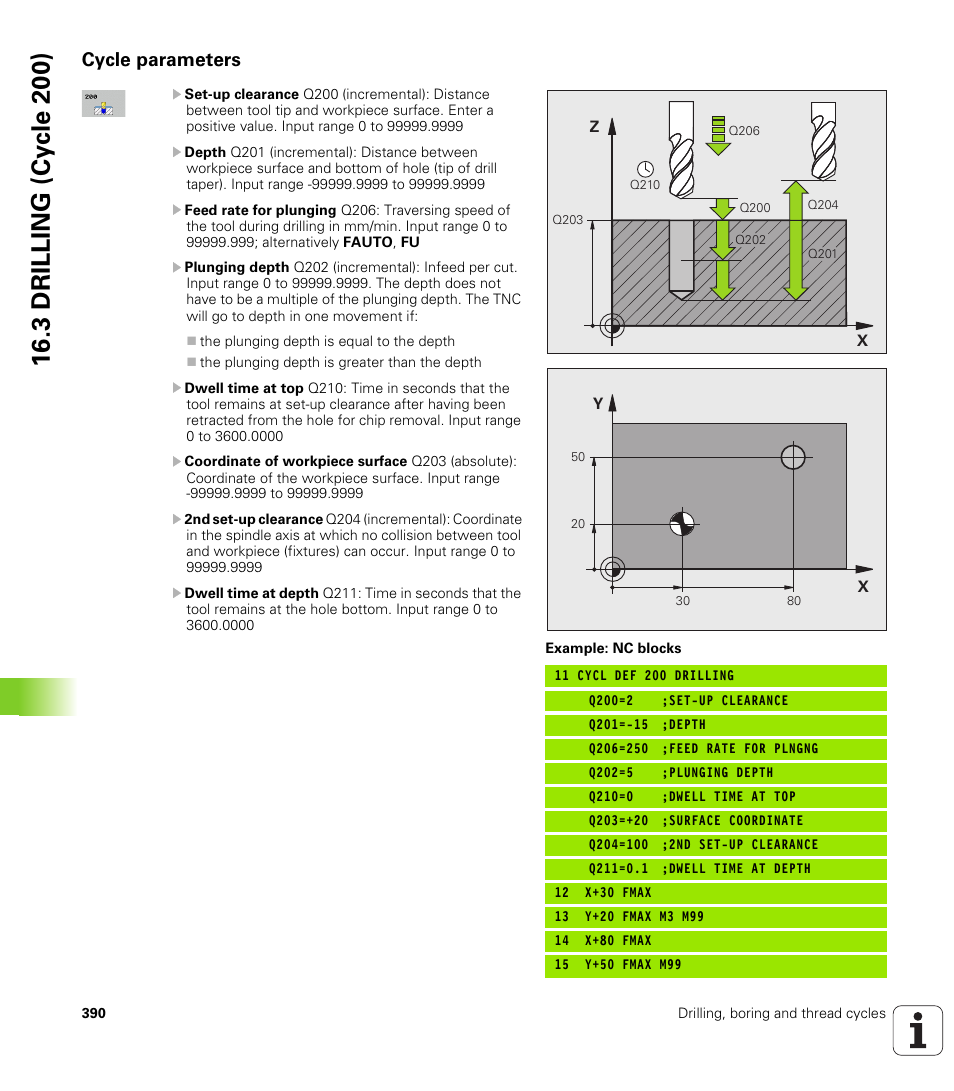 Cycle parameters, 3 drilling (cy c le 20 0) | HEIDENHAIN TNC 128 (77184x-01) User Manual | Page 390 / 505