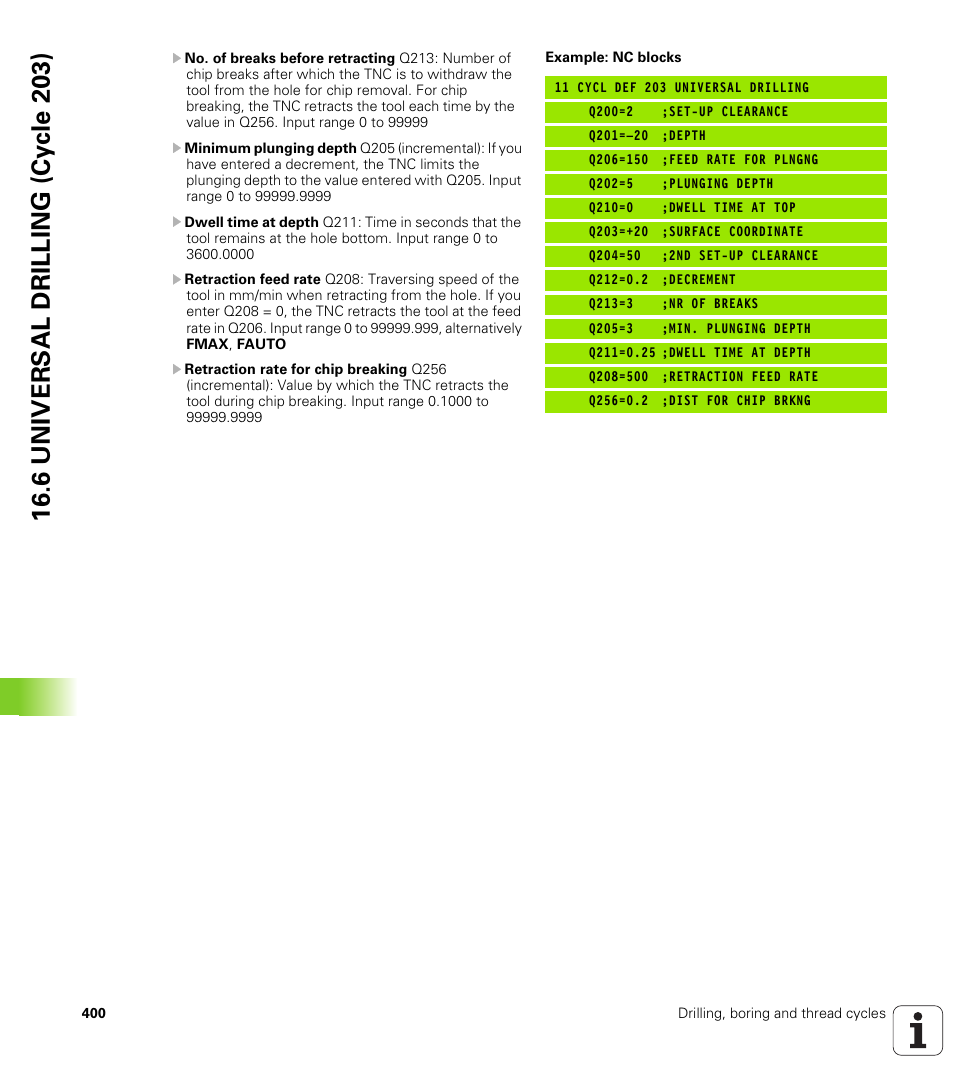 6 univer sal drilling (cy c le 203) | HEIDENHAIN TNC 128 (77184x-01) User Manual | Page 400 / 505