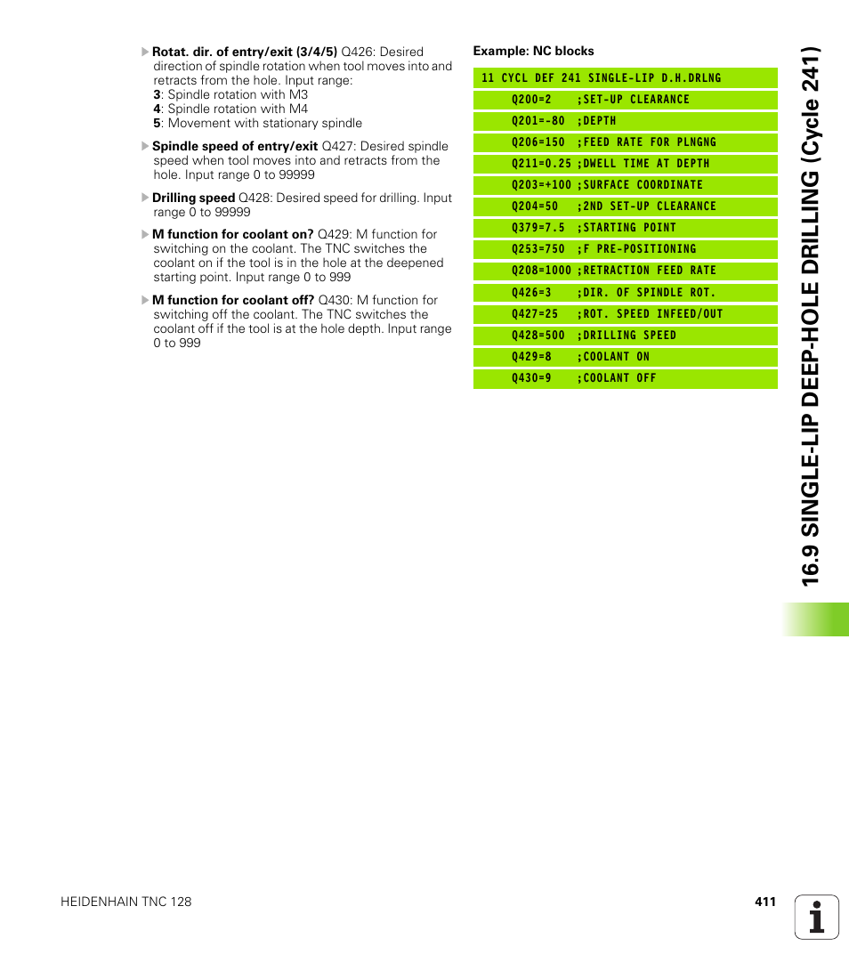 9 single-lip deep -hole drilling (cy c le 241) | HEIDENHAIN TNC 128 (77184x-01) User Manual | Page 411 / 505