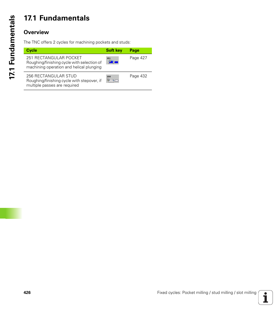 1 fundamentals, Overview, 1 f undamentals 17.1 fundamentals | HEIDENHAIN TNC 128 (77184x-01) User Manual | Page 426 / 505