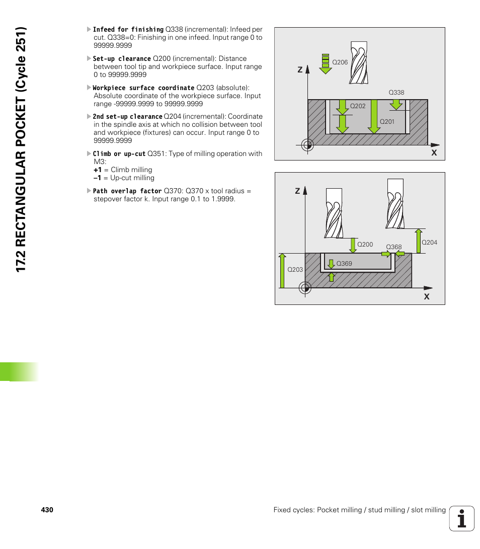 2 rect angular pocket (cy c le 251) | HEIDENHAIN TNC 128 (77184x-01) User Manual | Page 430 / 505