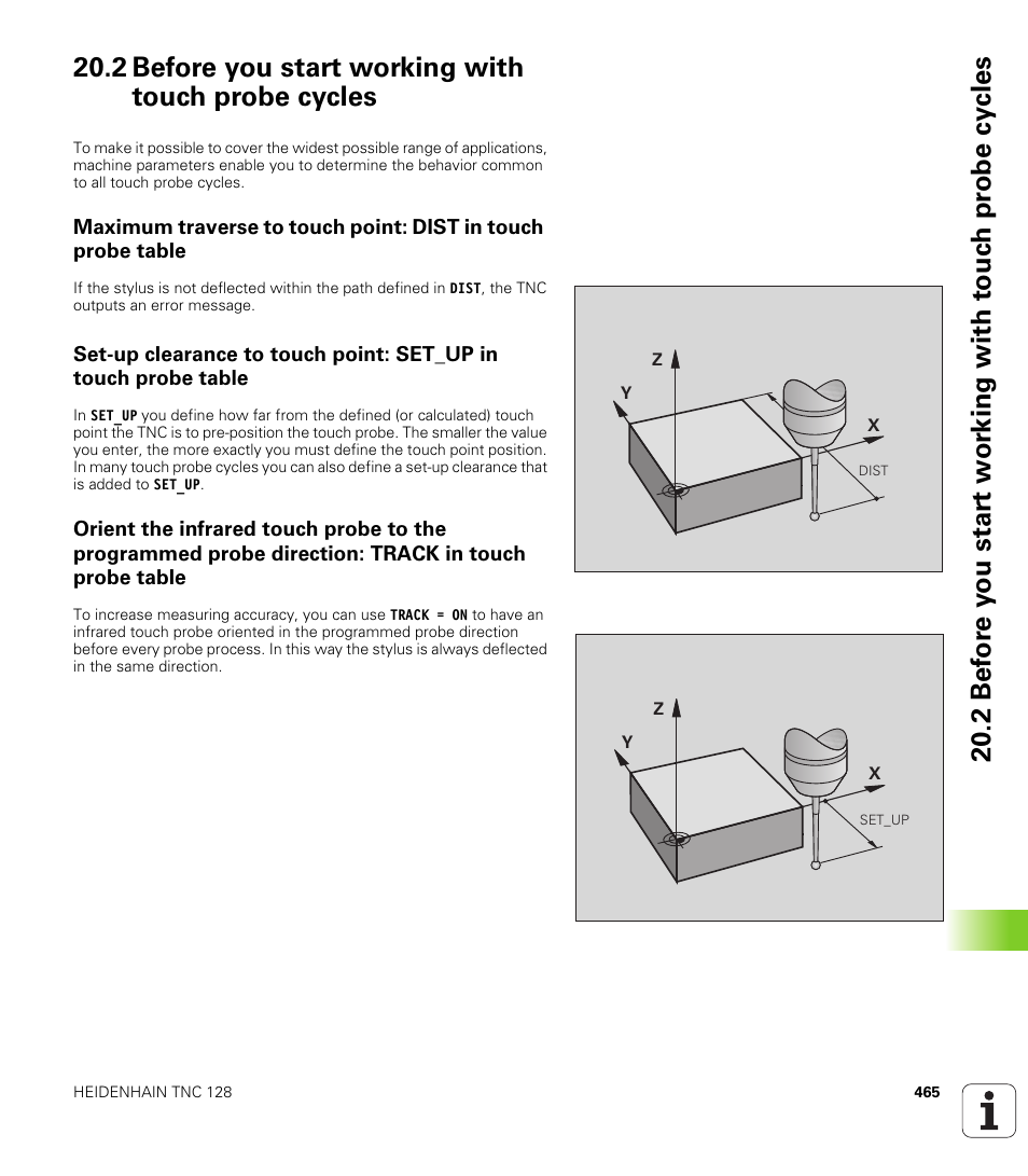 2 before you start working with touch probe cycles | HEIDENHAIN TNC 128 (77184x-01) User Manual | Page 465 / 505