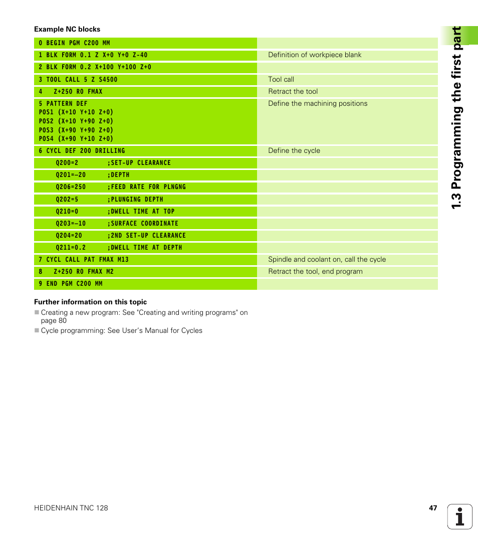 3 pr ogr amming the first par t | HEIDENHAIN TNC 128 (77184x-01) User Manual | Page 47 / 505