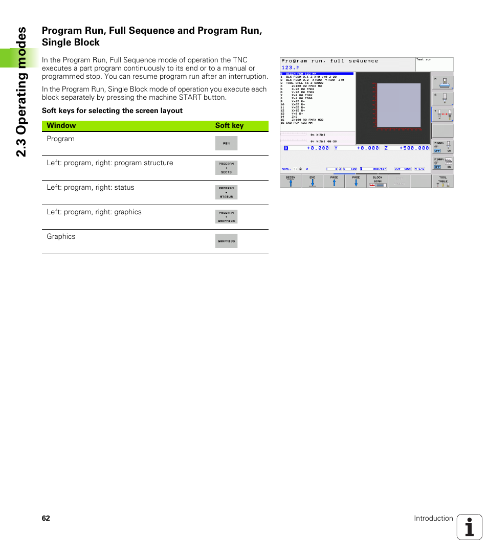 3 oper ating modes | HEIDENHAIN TNC 128 (77184x-01) User Manual | Page 62 / 505