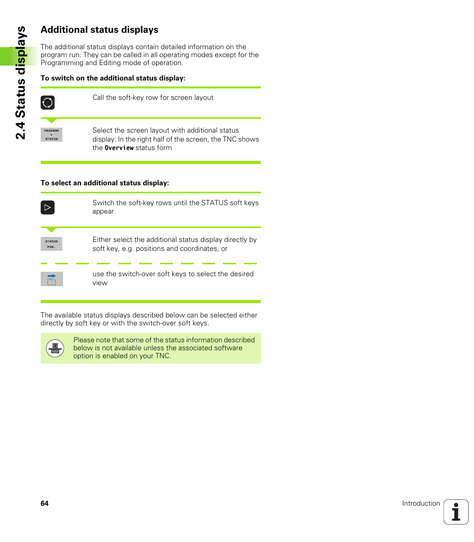 Additional status displays, 4 st at us disp la ys | HEIDENHAIN TNC 128 (77184x-01) User Manual | Page 64 / 505