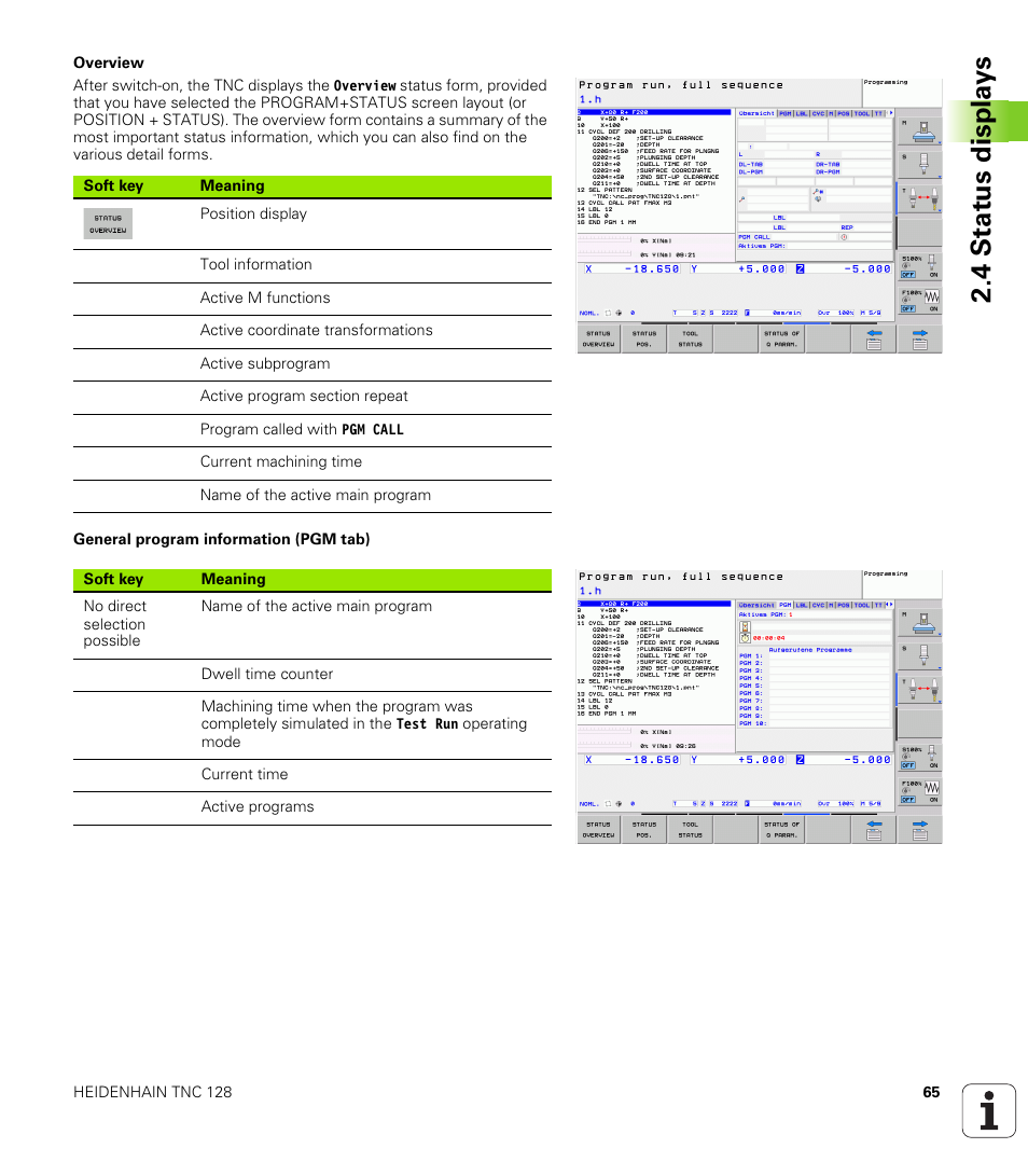 4 st at us disp la ys | HEIDENHAIN TNC 128 (77184x-01) User Manual | Page 65 / 505