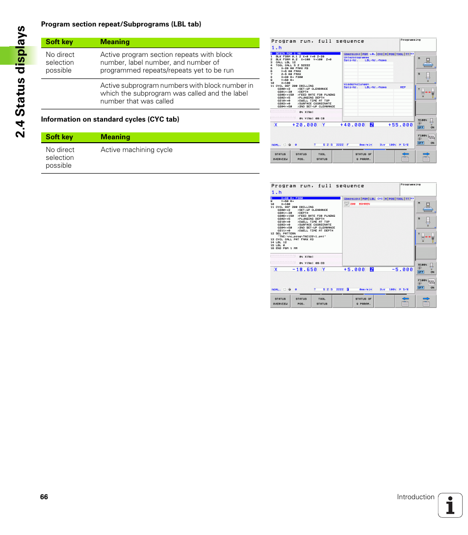 4 st at us disp la ys | HEIDENHAIN TNC 128 (77184x-01) User Manual | Page 66 / 505