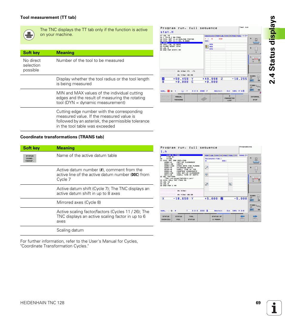 4 st at us disp la ys | HEIDENHAIN TNC 128 (77184x-01) User Manual | Page 69 / 505