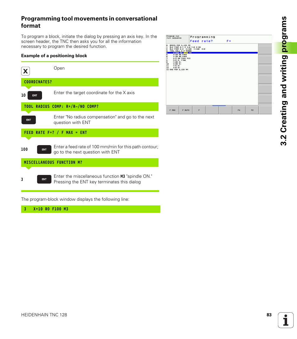 2 cr eating and wr iting pr ogr a ms | HEIDENHAIN TNC 128 (77184x-01) User Manual | Page 83 / 505
