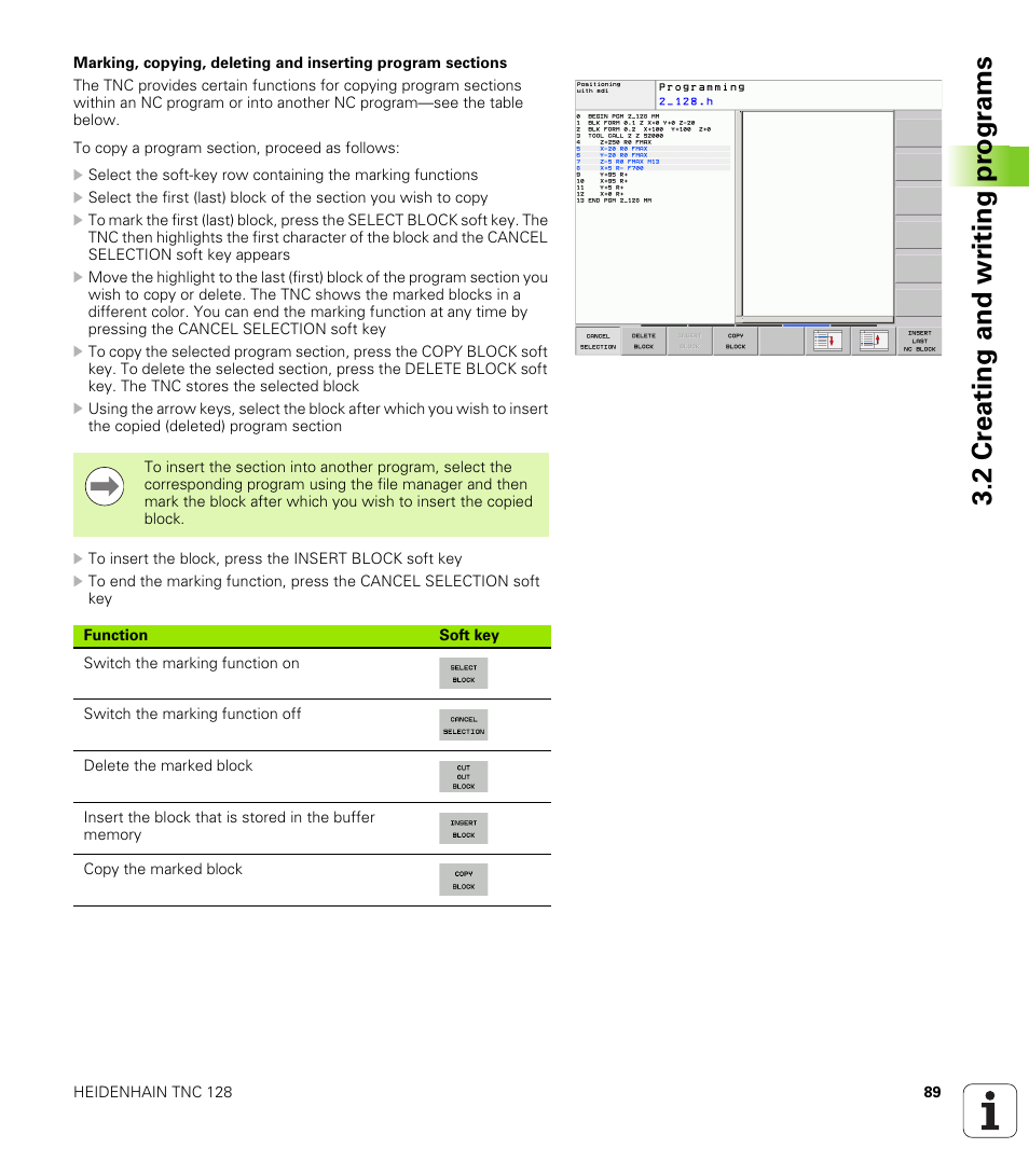 2 cr eating and wr iting pr ogr a ms | HEIDENHAIN TNC 128 (77184x-01) User Manual | Page 89 / 505