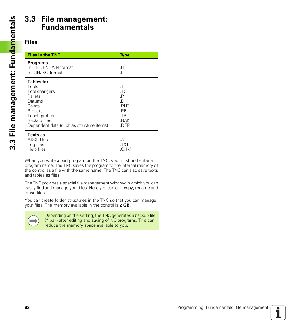 3 file management: fundamentals, Files | HEIDENHAIN TNC 128 (77184x-01) User Manual | Page 92 / 505