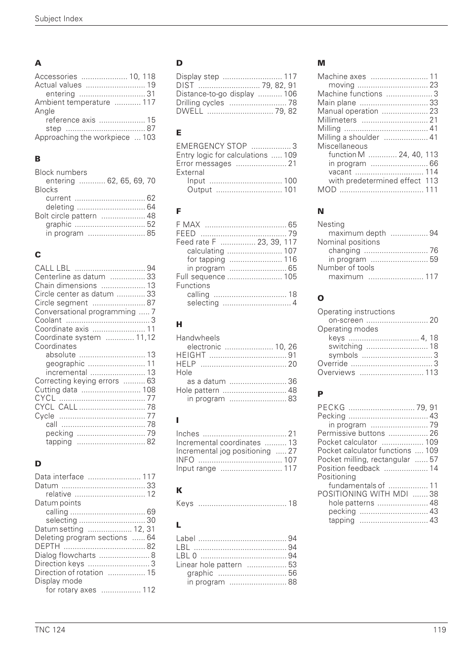 HEIDENHAIN NC 124 User Manual | Page 119 / 122