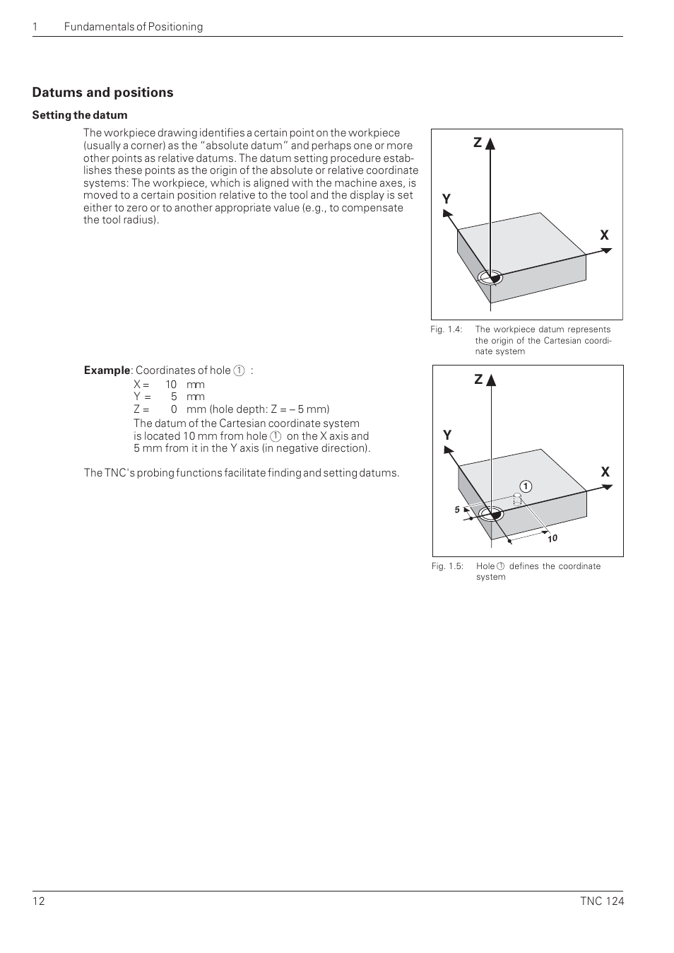 Yx z, Datums and positions | HEIDENHAIN NC 124 User Manual | Page 12 / 122