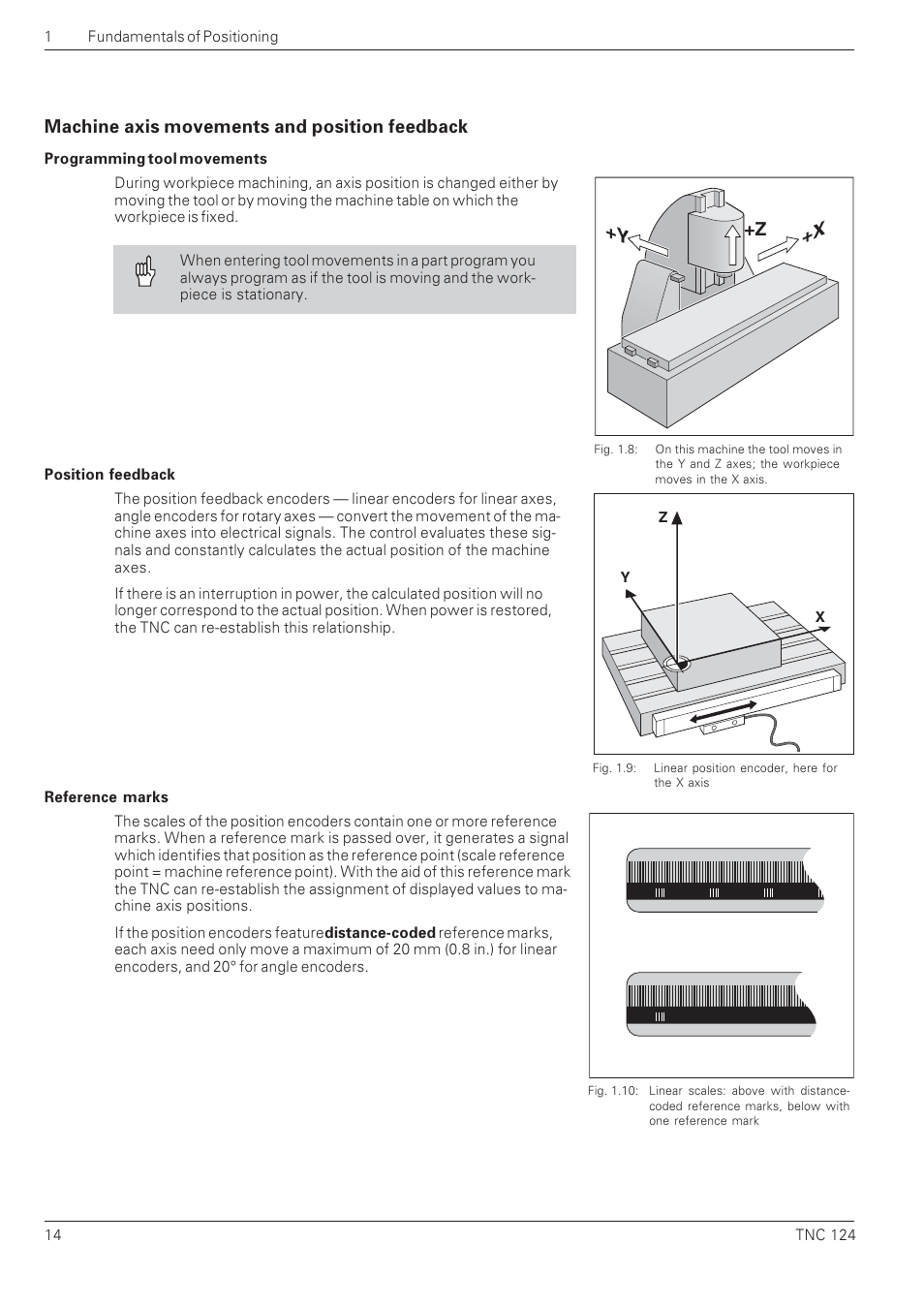 X +z +y, Machine axis movements and position feedback | HEIDENHAIN NC 124 User Manual | Page 14 / 122