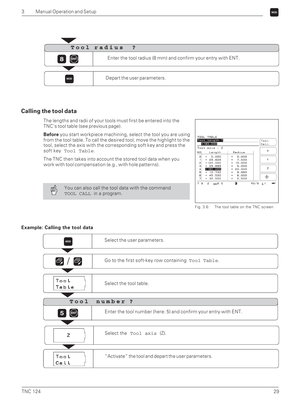 Calling the tool data | HEIDENHAIN NC 124 User Manual | Page 29 / 122