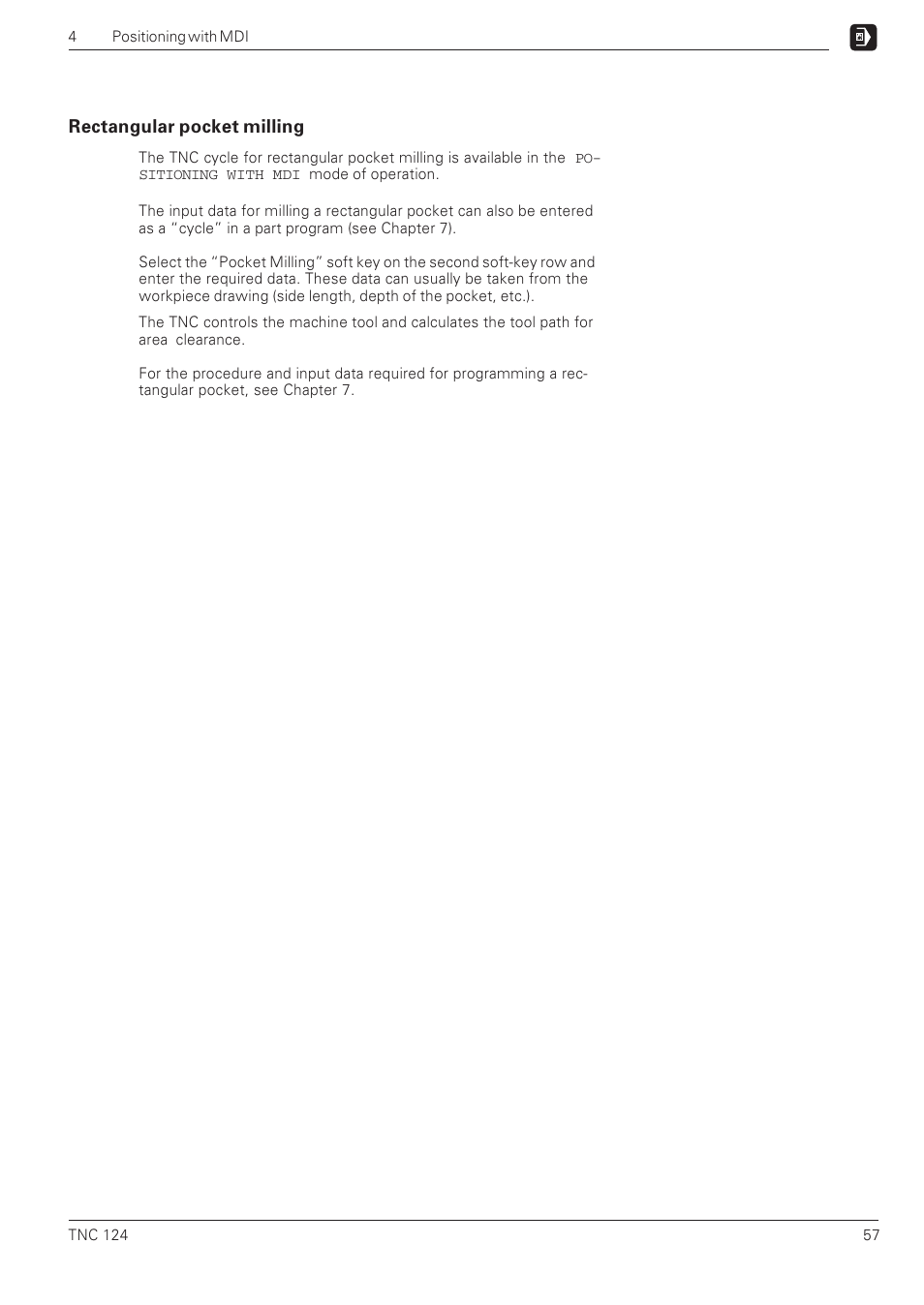 Rectangular pocket milling | HEIDENHAIN NC 124 User Manual | Page 57 / 122