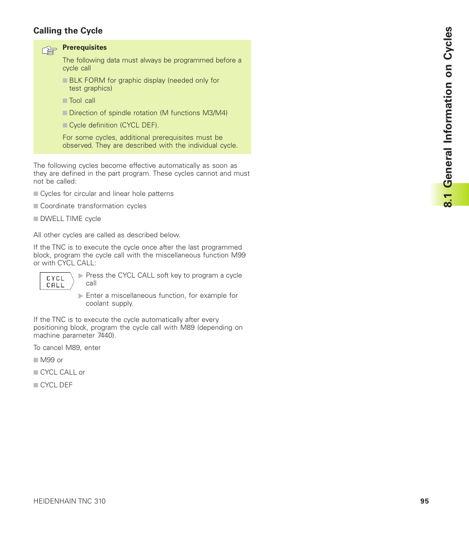 1 gener al inf or mation on cy cles | HEIDENHAIN TNC 310 (286 140) User Manual | Page 107 / 250